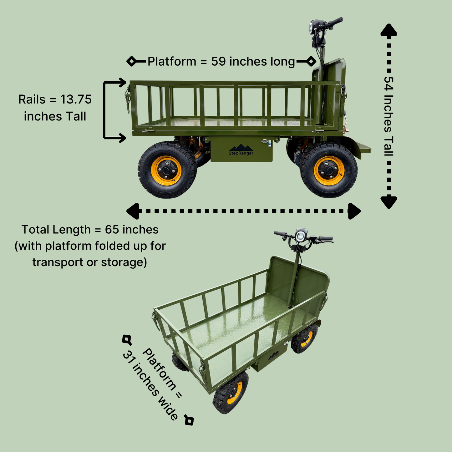 StepRanger All-Terrain dimensions and specifications chart