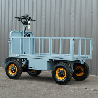 StepRanger Pro 60V in Big Sky Blue — front three-quarter with cargo cage sides up
