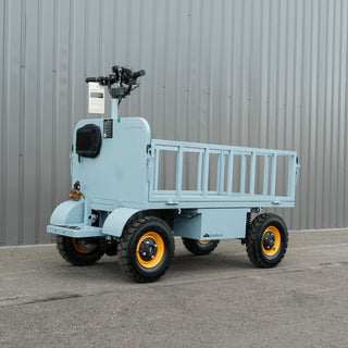StepRanger Pro 60V in Big Sky Blue — rear three-quarter showing the rear step, fenders and MOLLE panel with pouch